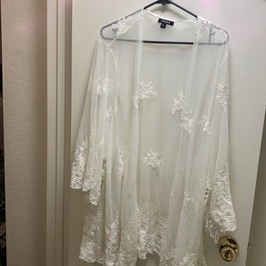 White fringe lace kimono